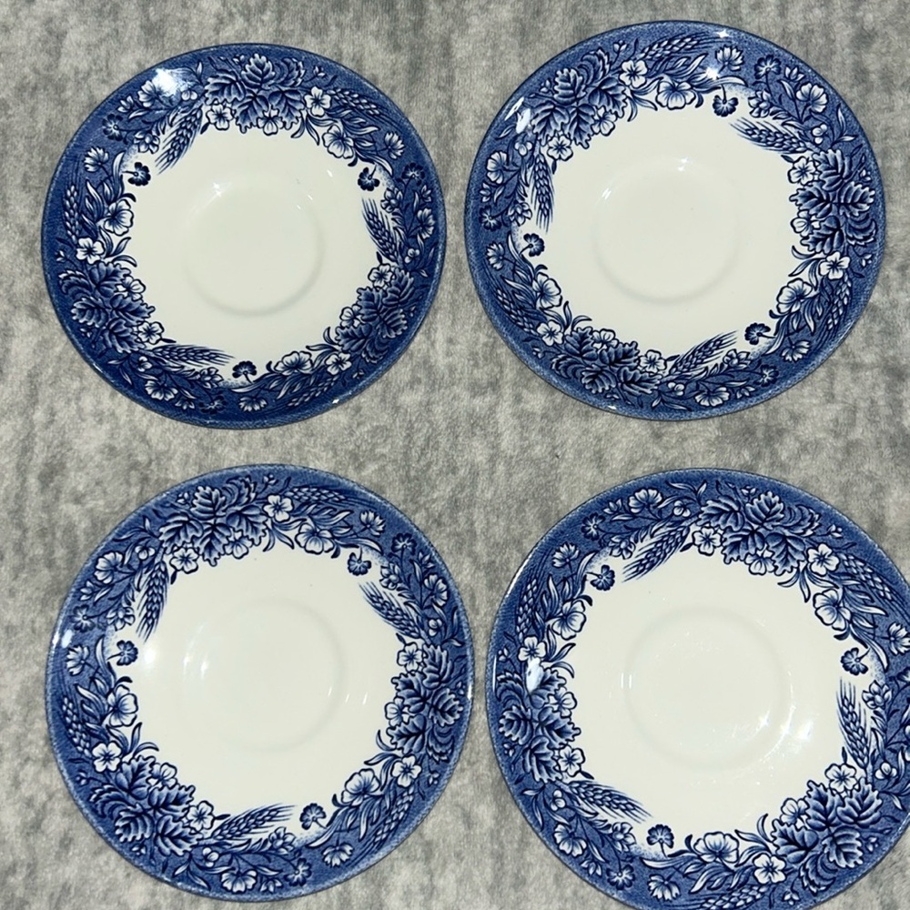 4 Churchill England Floral Saucer Plates Saucers